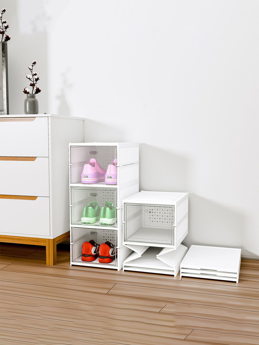 Kuber Industries White 3 Layer Racks and Wardrobes