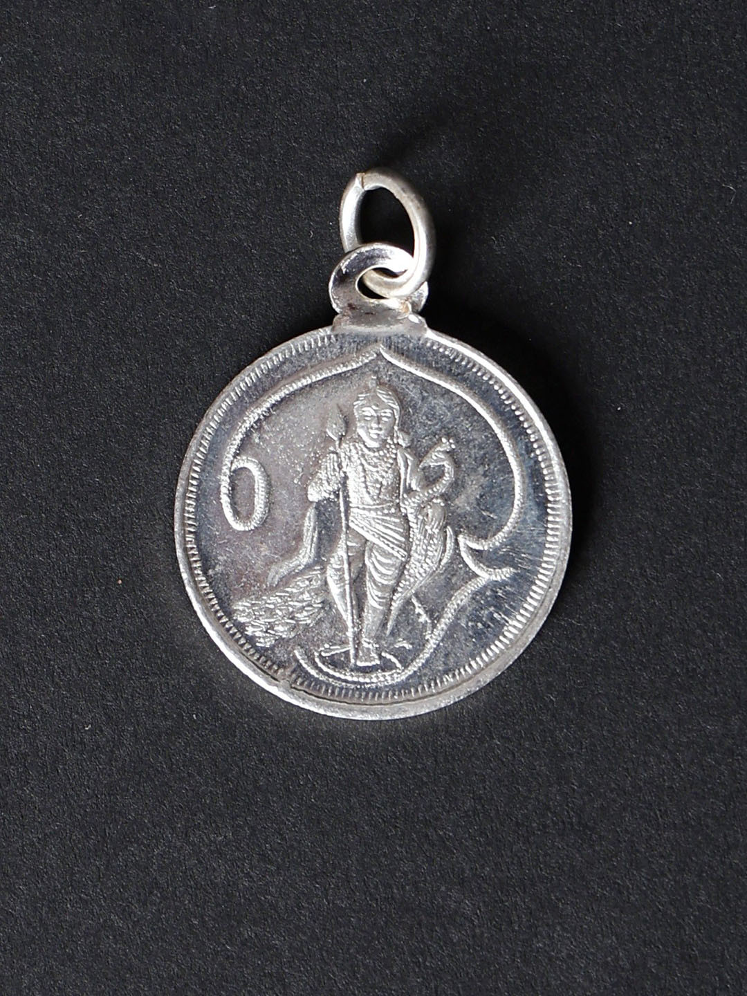 Exotic India Sterling Silver Lord Karttikeya & Lord Ayyappan Two Sided Pendant