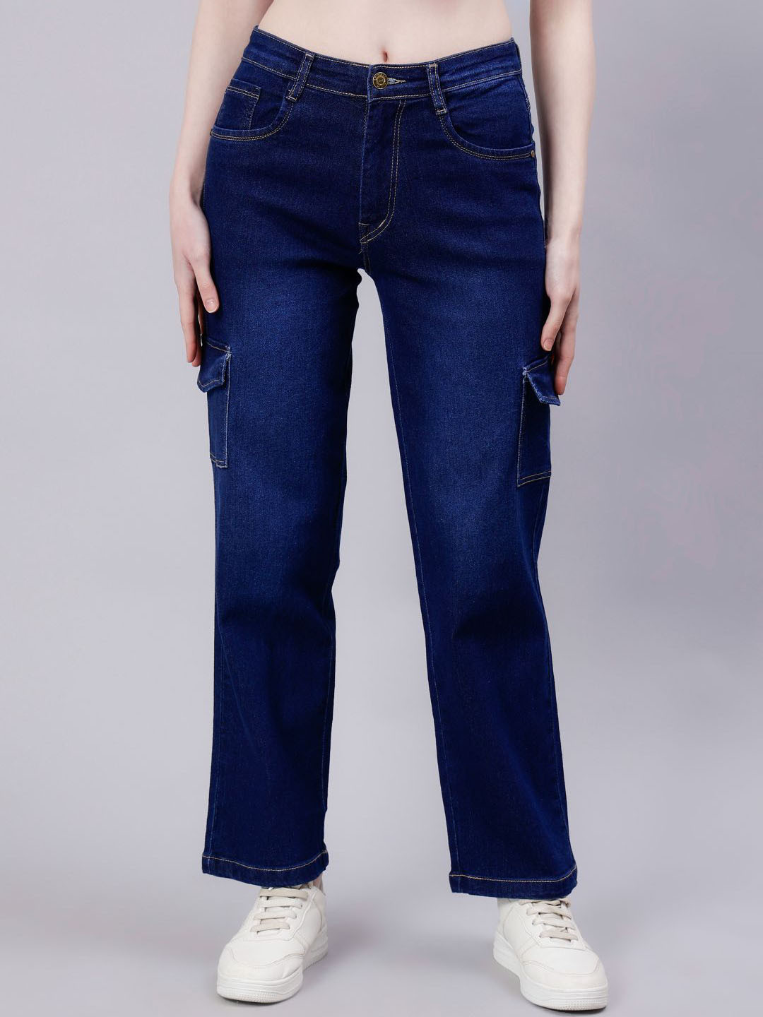 zayla Women Denim Comfort Flared Mid-Rise Slash Knee Lightly Fade Stretchable Jeans