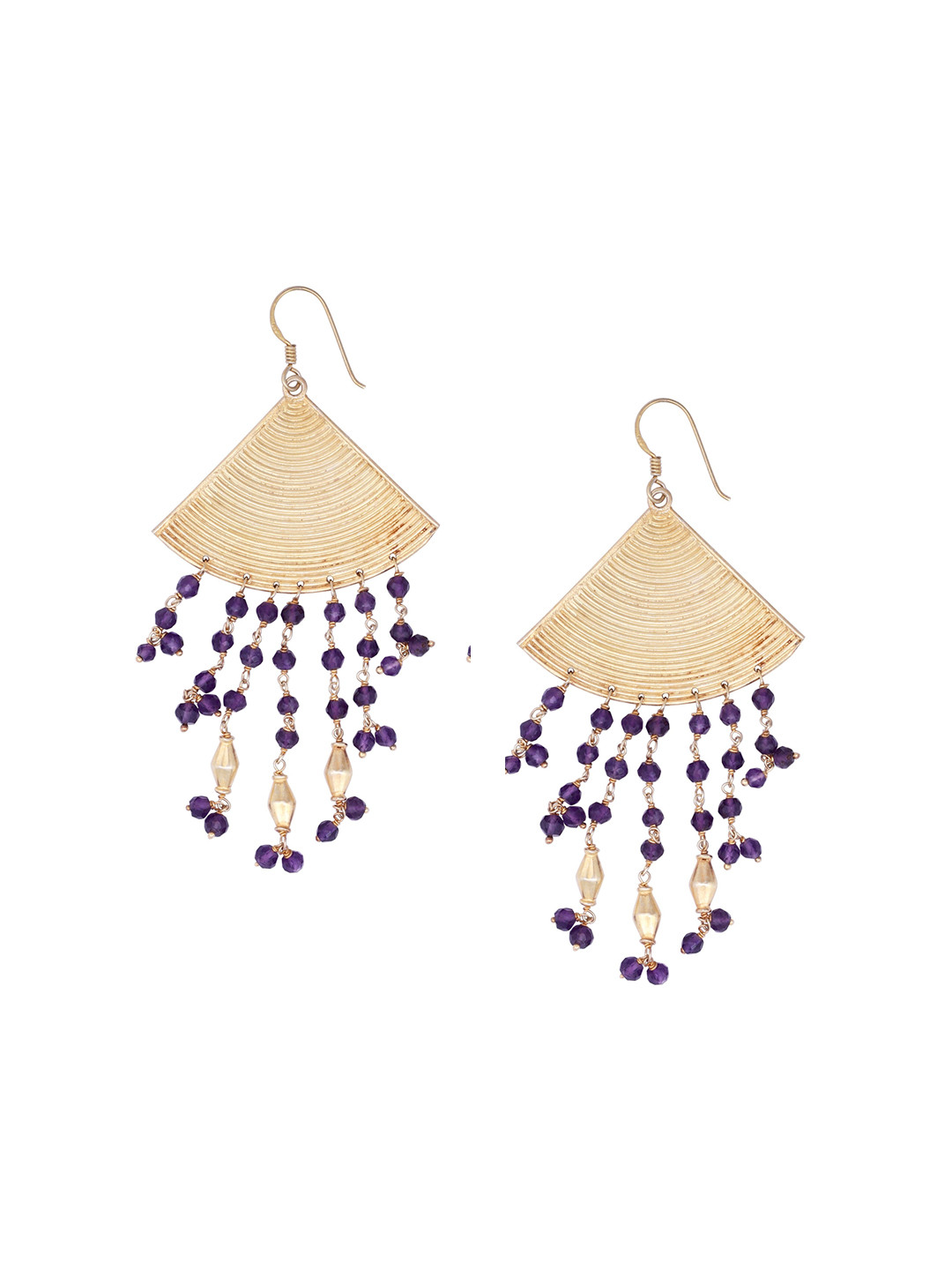Exotic India Sterling Silver Amethyst Dangles Earrings