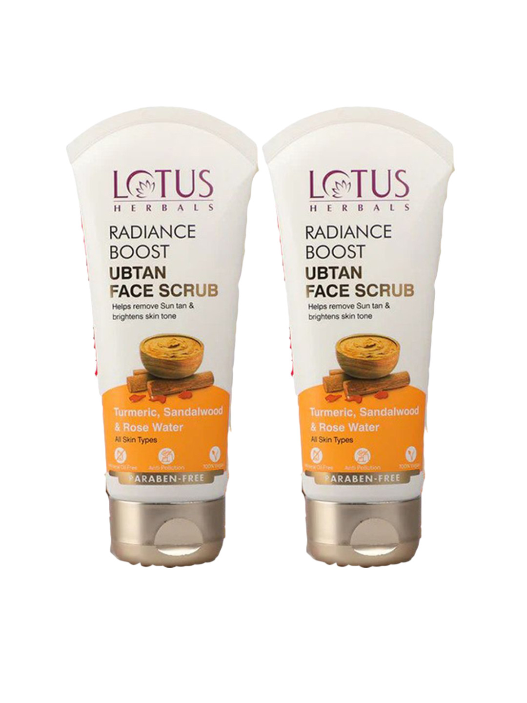 Lotus Herbals Set of 2 Radiance Boost Ubtan Face Scrub with Turmeric - 100 g each
