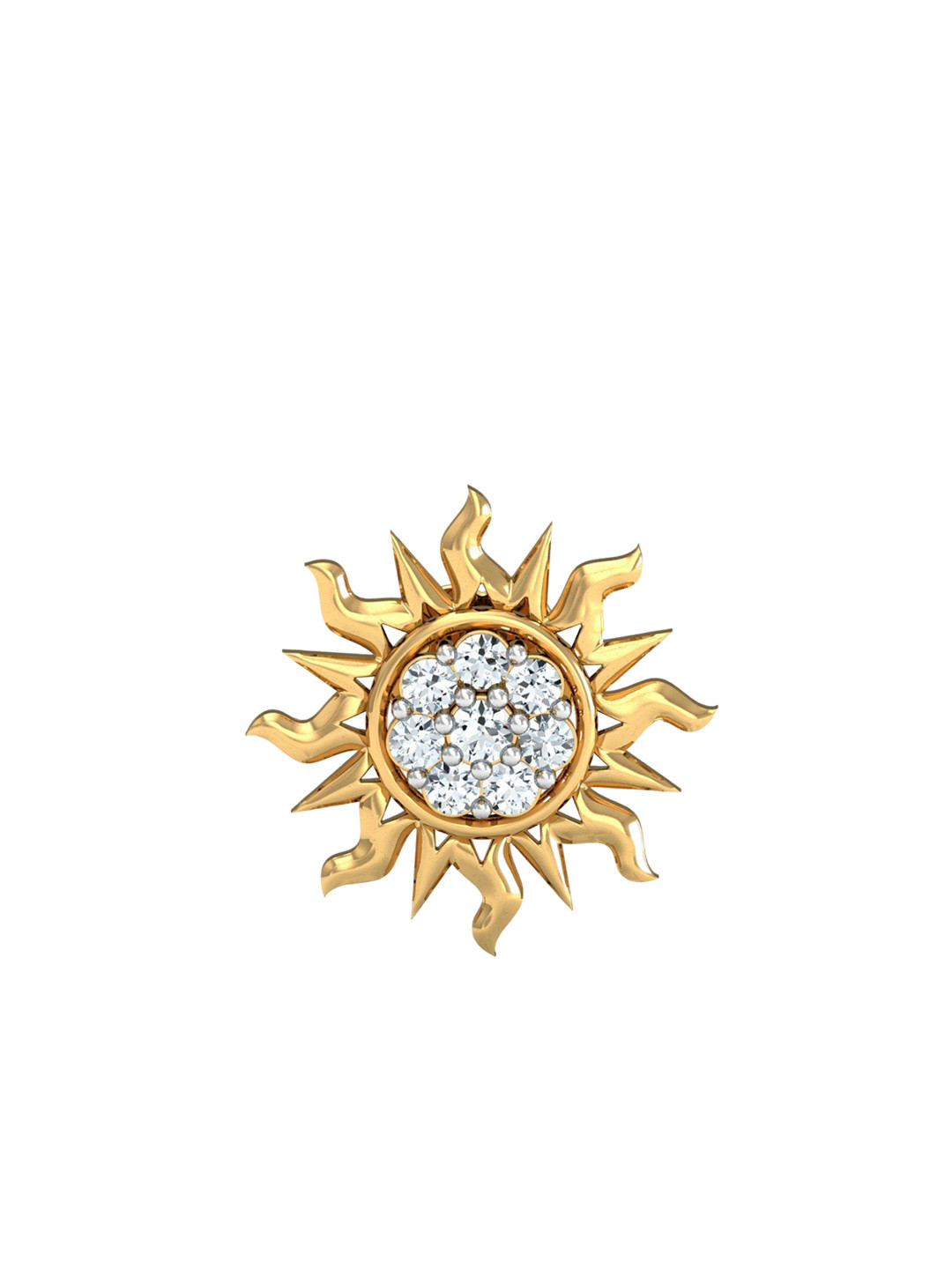 KUBERBOX 14KT Gold Sunshine Diamond Nosestud- 0.0621Ct