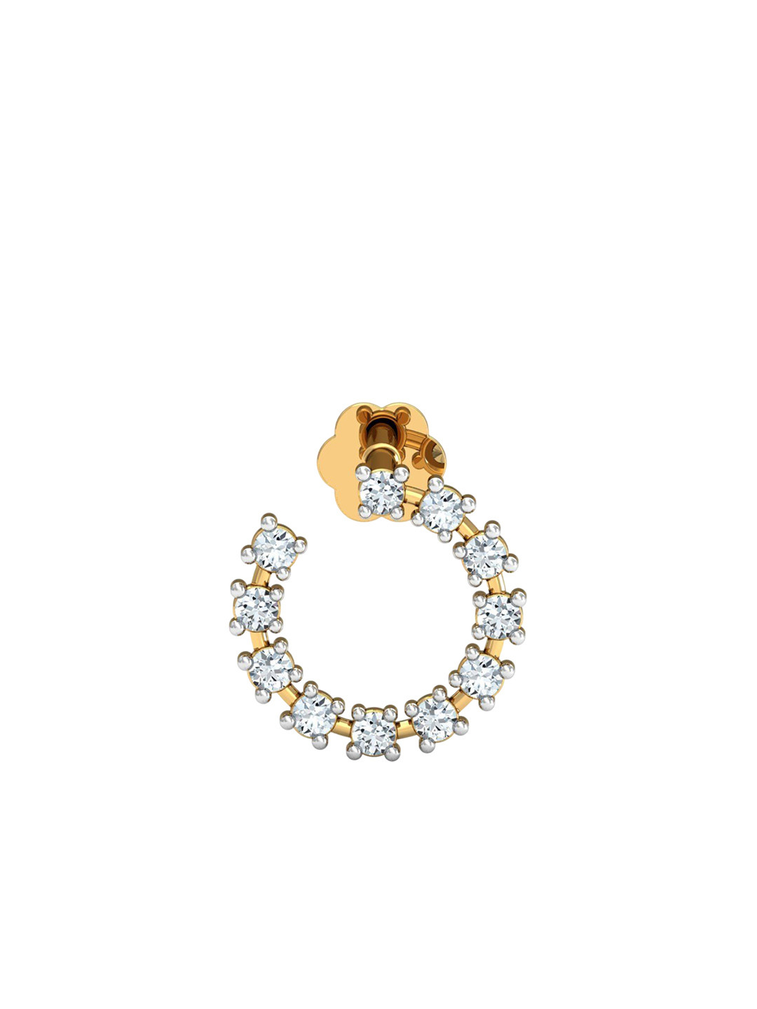 KUBERBOX 14K Gold Aureole Nosepin With Diamond-Studded-0.55 g