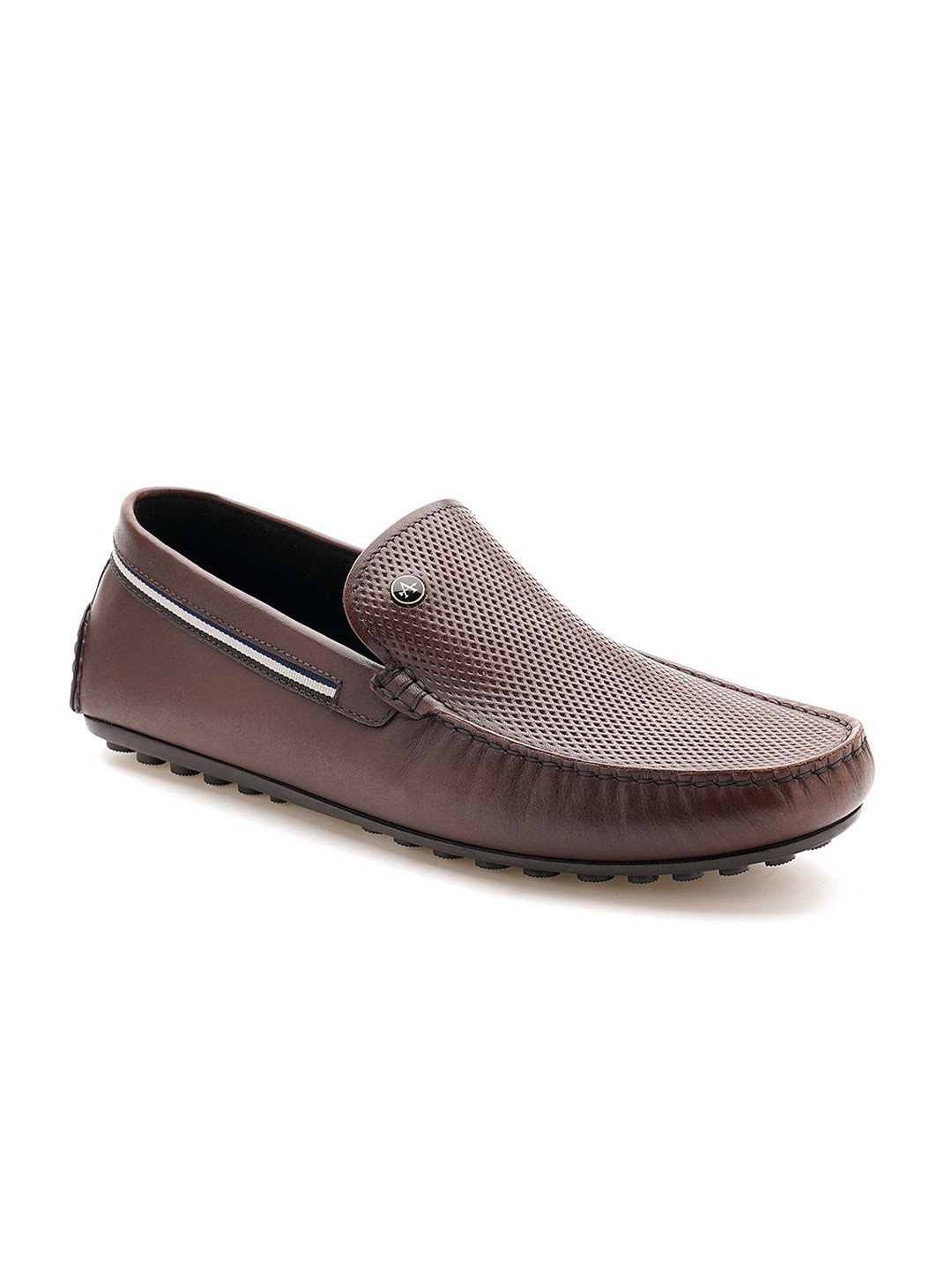 Arrow Men Textured Leather Slip On Round Toe Loafers