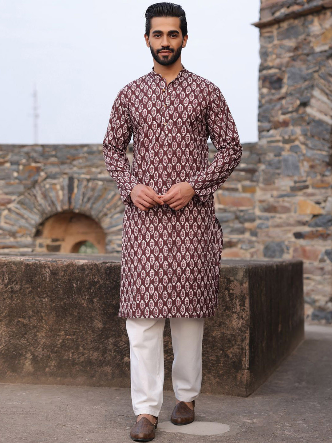 SAY Men Floral Summer Sheers Kurta