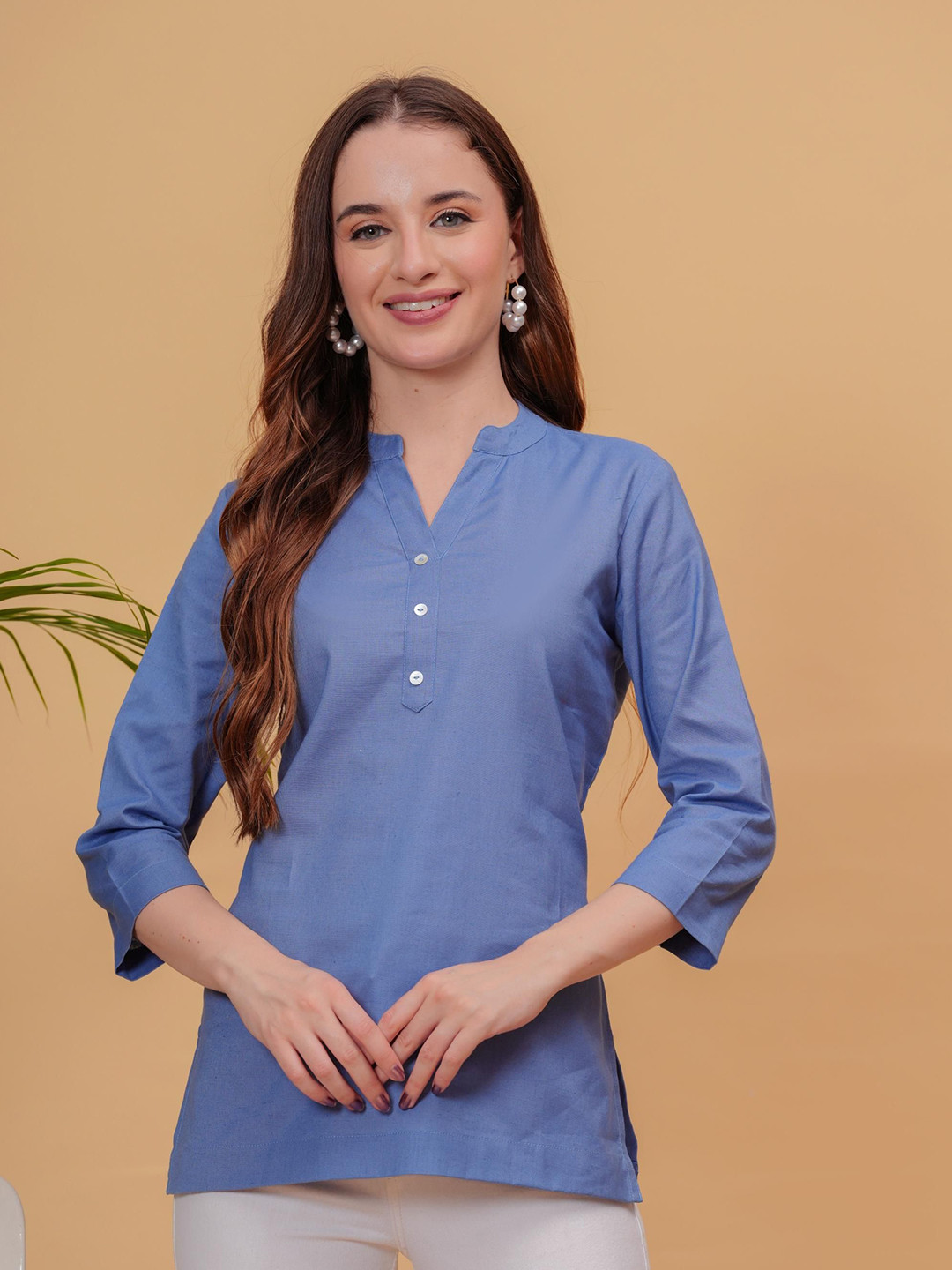 CHIRAAI Women Ethnic Linen Styled Back Top
