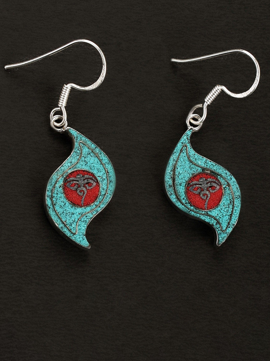 Exotic India Swayambhunath Eyes Inlay Sterling Silver Earrings