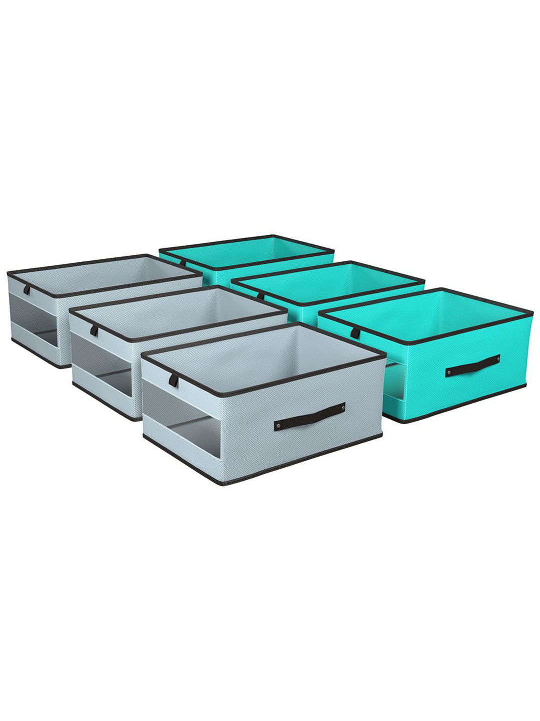 Kuber Industries Green Set of 6 Storage Box Foldable Closet Drawer Organisers