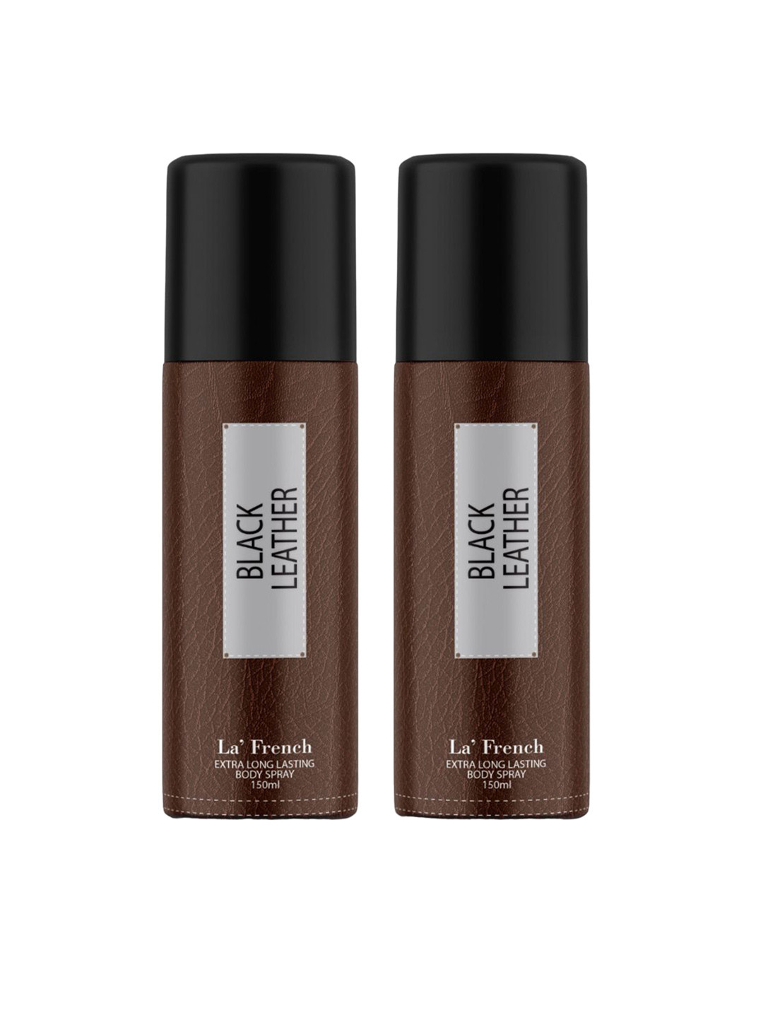 La French Men Set Of 2 Black Leather Deodorant Body Spray-150ml Each