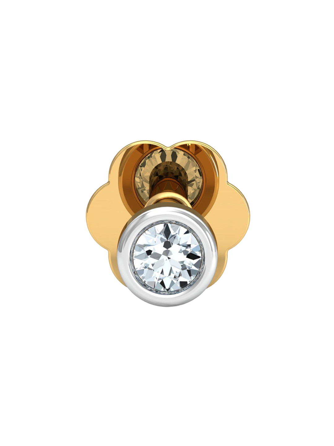 KUBERBOX Women 14KT Gold Diamond Nosestud-0.02Ct