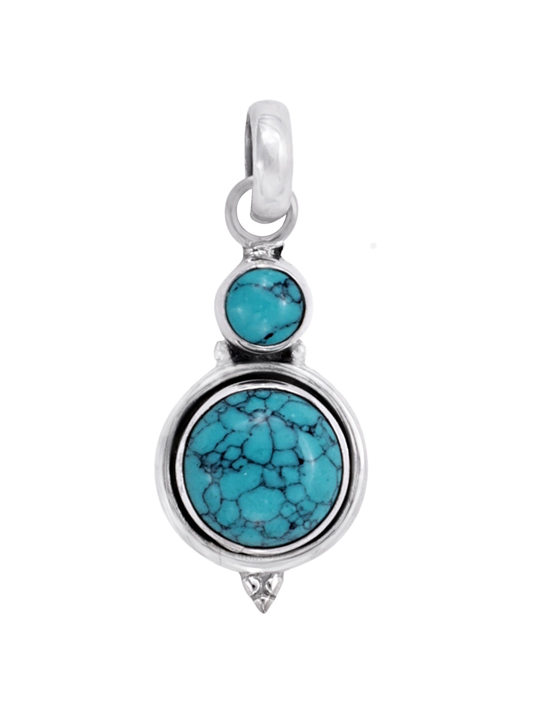Exotic India Turquoise Gemstone Stylish Sterling Silver Pendant