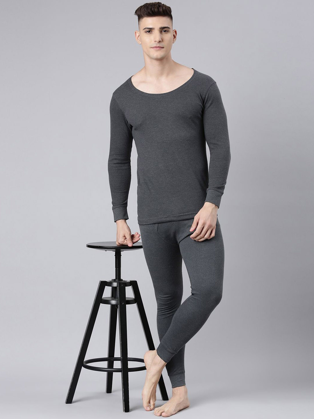 Levi's Round Neck Full Sleeve Thermal Top and Bottom Set For Men's (Grey)