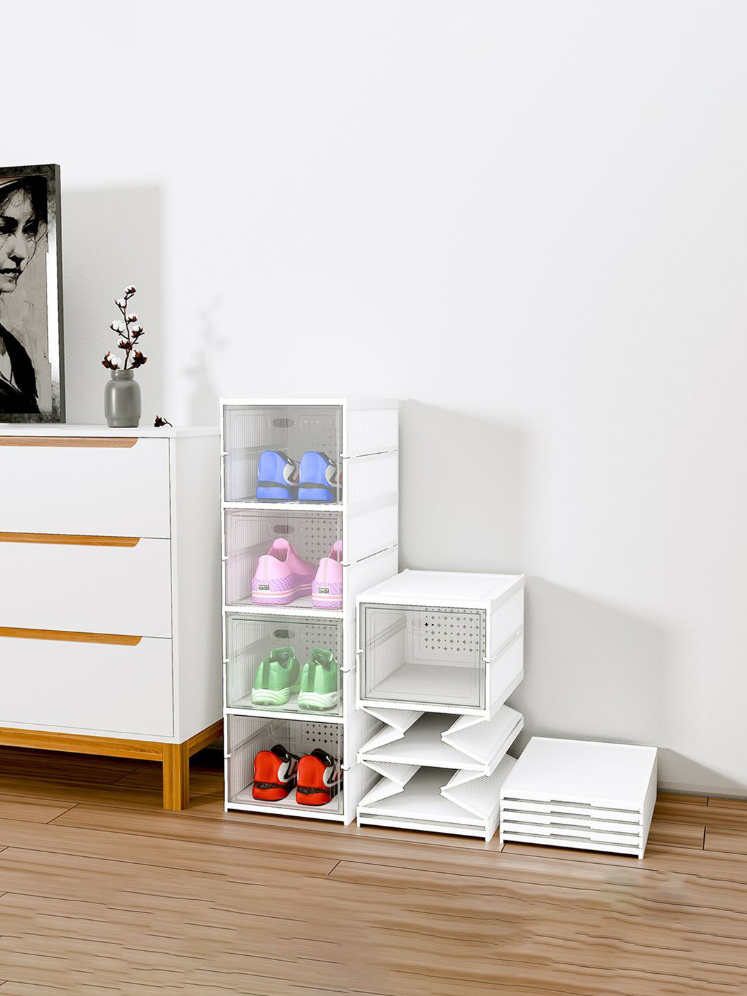 Kuber Industries White 4 Layer Racks and Wardrobes