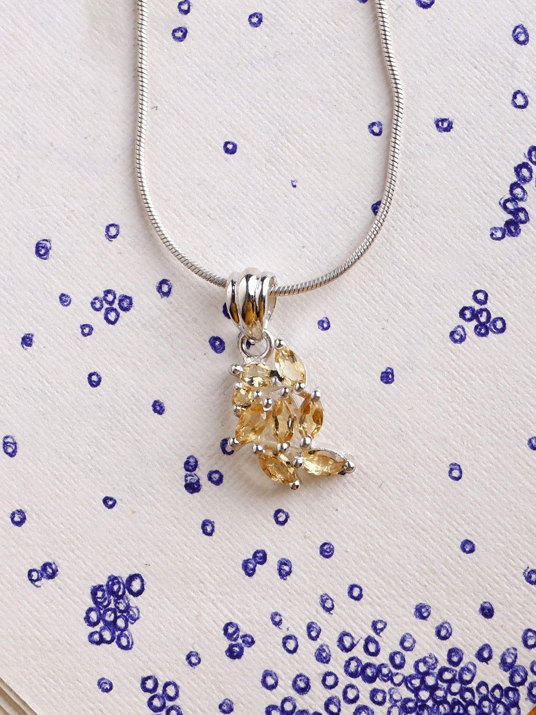 Exotic India Faceted Citrine Sterling Silver Small Pendant