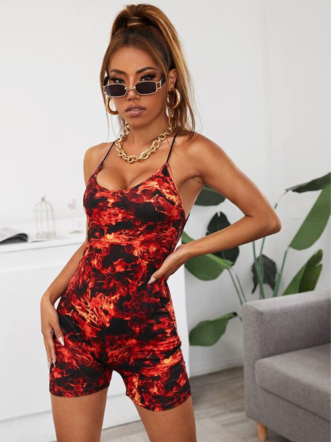 TANDUL Tropical Print Bodycon Mini Dress
