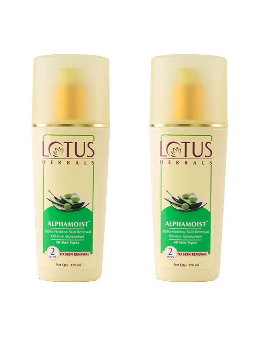 Lotus Herbals Alphamoist Set of 2 Skin Renewal Oil-Free Moisturiser Cream - 170 ml each