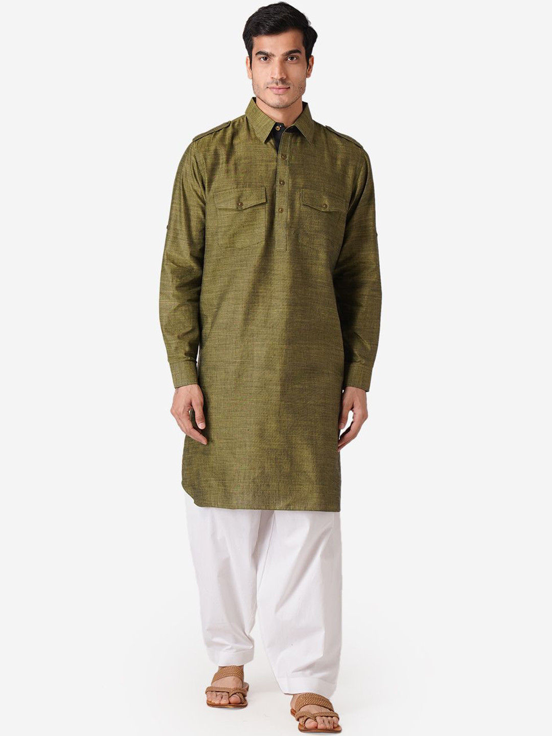 ZOIS Men Cold-Shoulder Sleeves Thread Work Kurta