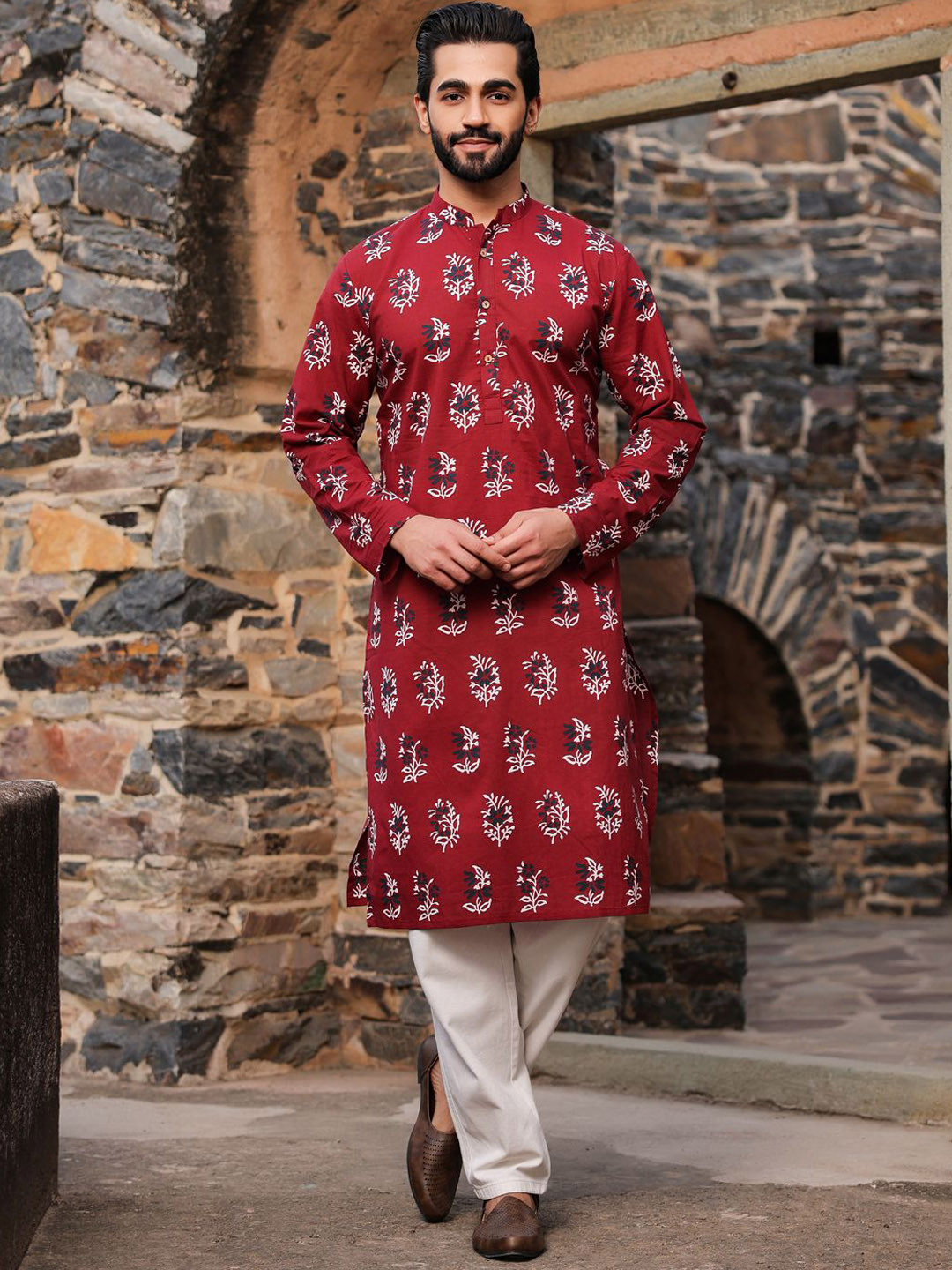 SAY Men Ethnic Motifs Printed Summer Sheers Kurta