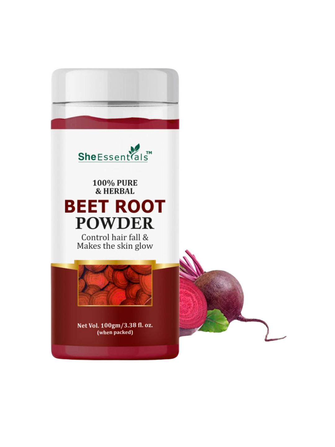 She Essentials 100% Pure & Herbal Natural Beetroot Powder for Skin & Hair - 100g