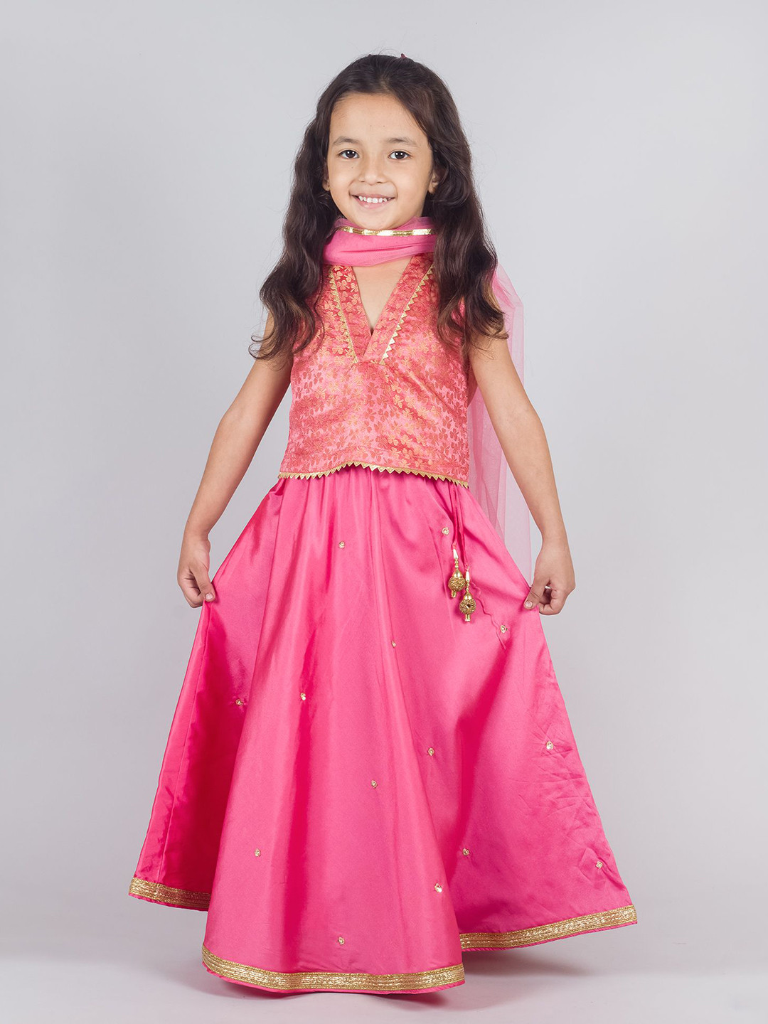 Tangerine Closet Girls Gotta Patti Ready to Wear Lehenga & Blouse With Dupatta
