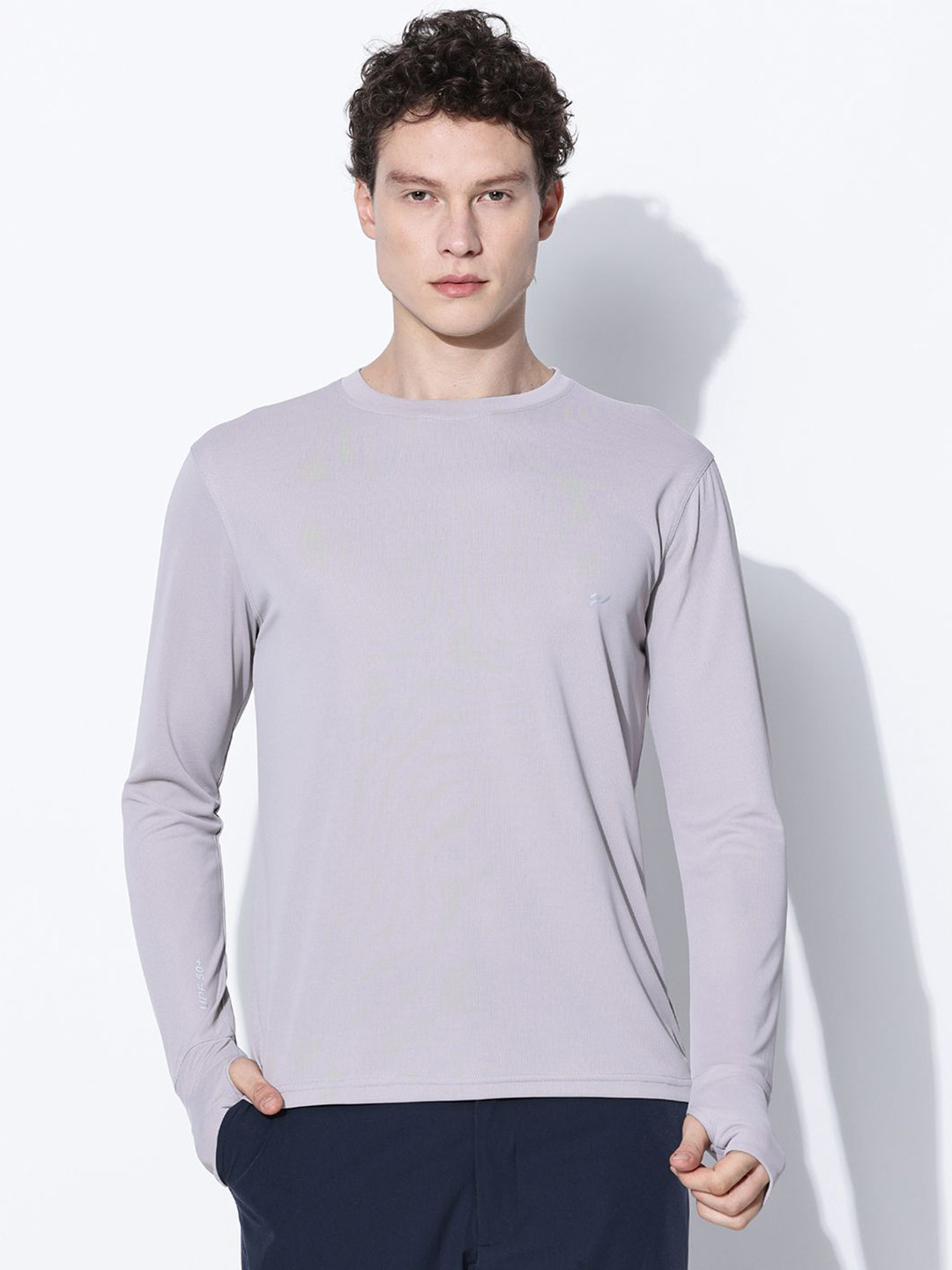 BLUE TYGA Men Sunscreen with UPF 50+ Anti Odour Solid Round Neck T-shirt