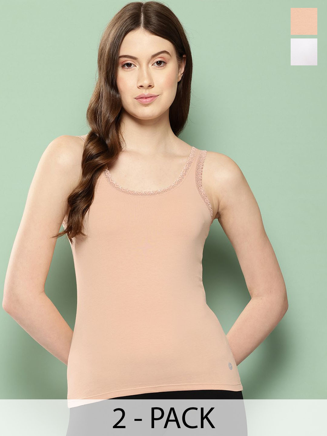 Leading Lady Women Solid Pack Of 2 Shoulder Straps Non-Padded Camisoles