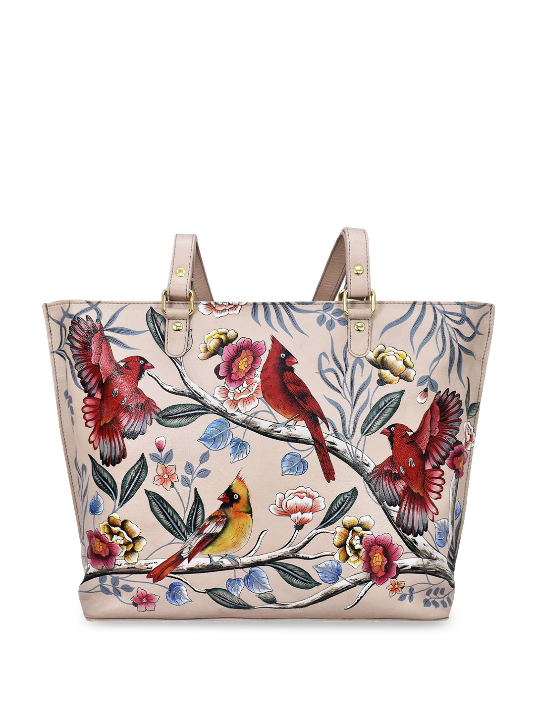 Anuschka Women Cardinal Family Hand painted Leather Large Tote