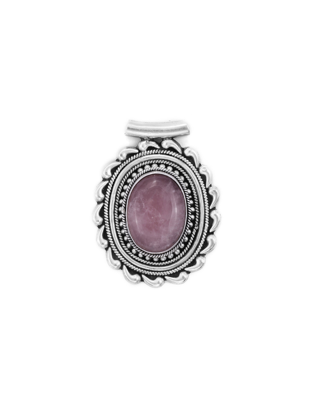 Exotic India Rose Quartz Gemstone Stylish Sterling Silver Pendant