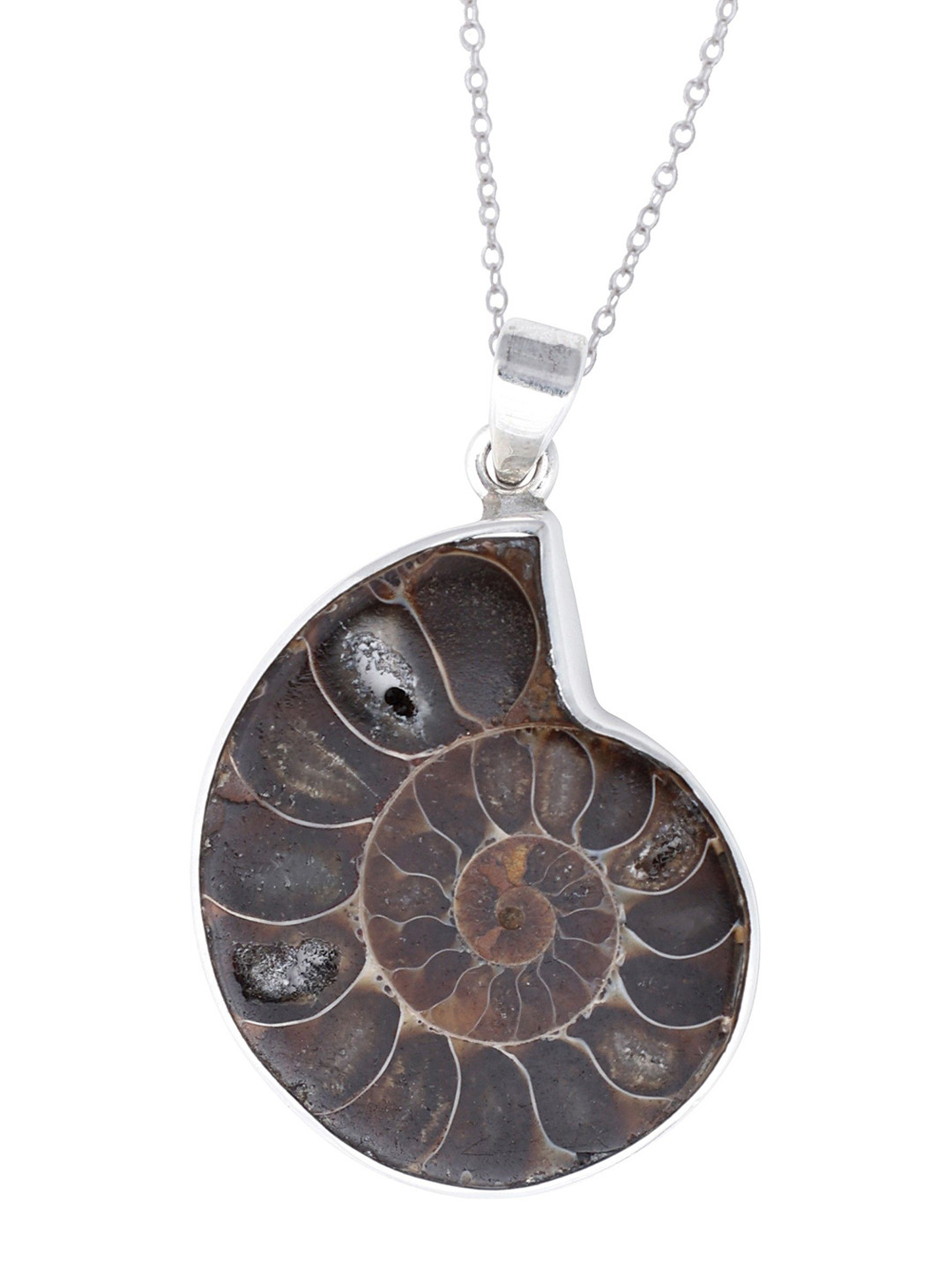 Exotic India Precious Sea Stone Sterling Silver Pendant