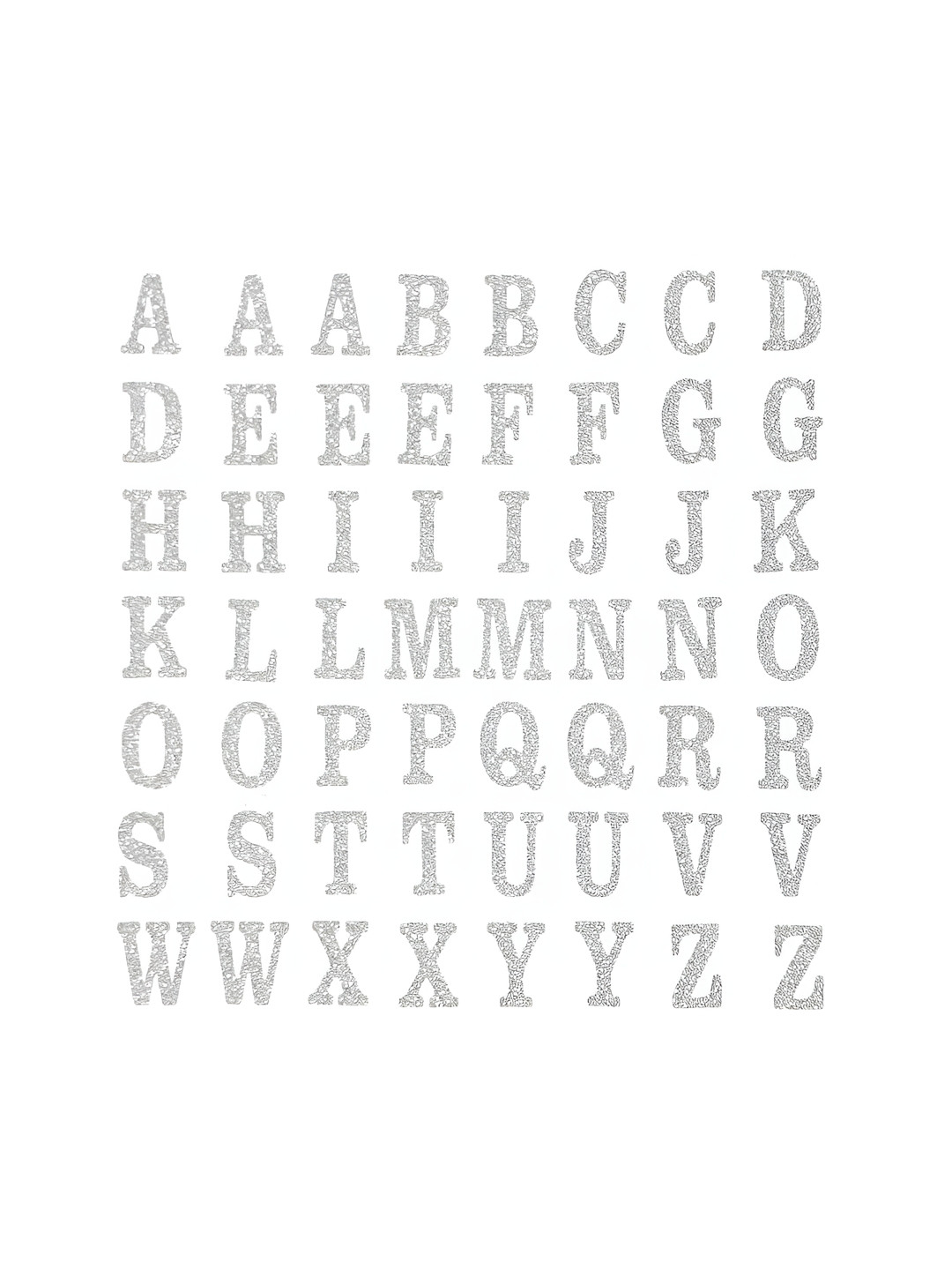 Comet Busters Grey & White Printed Self-Adhesive Uppercase Glitter Alphabet Stickers