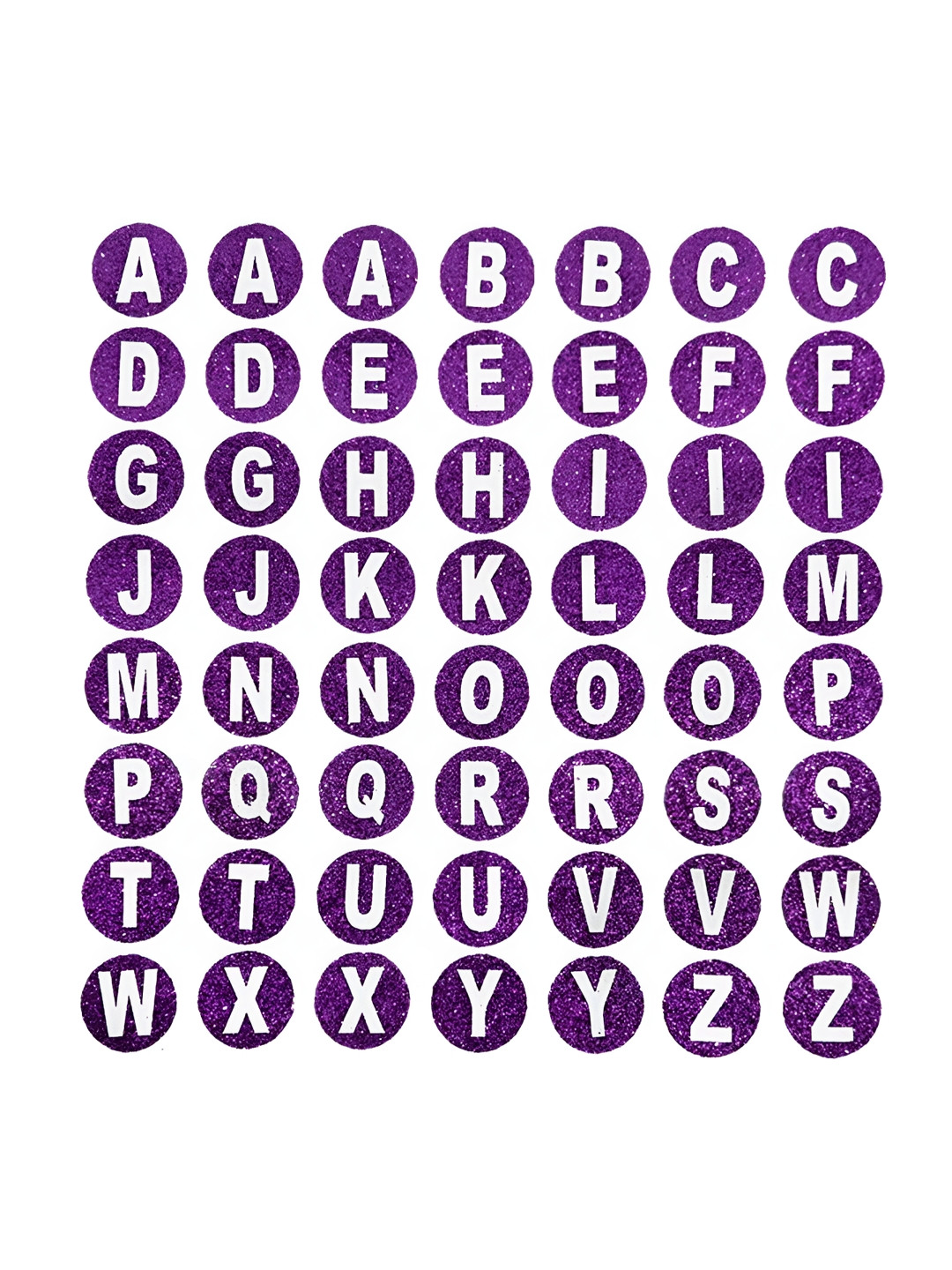Comet Busters Purple & White Printed Self-Adhesive Uppercase Glitter Alphabet Stickers