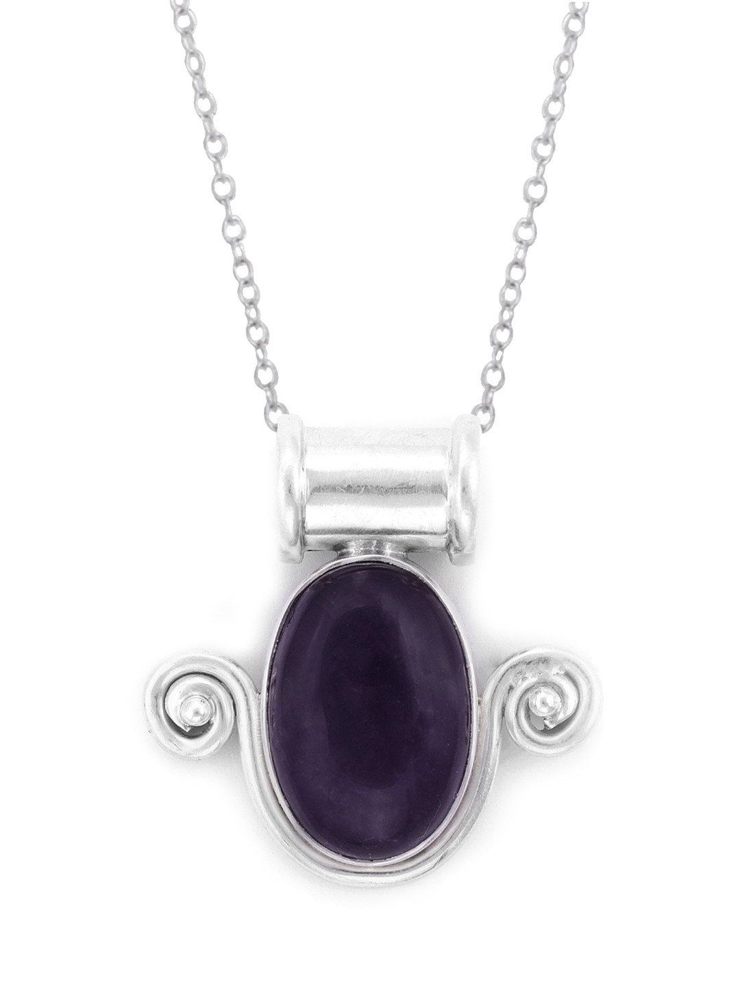 Exotic India Amethyst Stone Sterling Silver Pendant