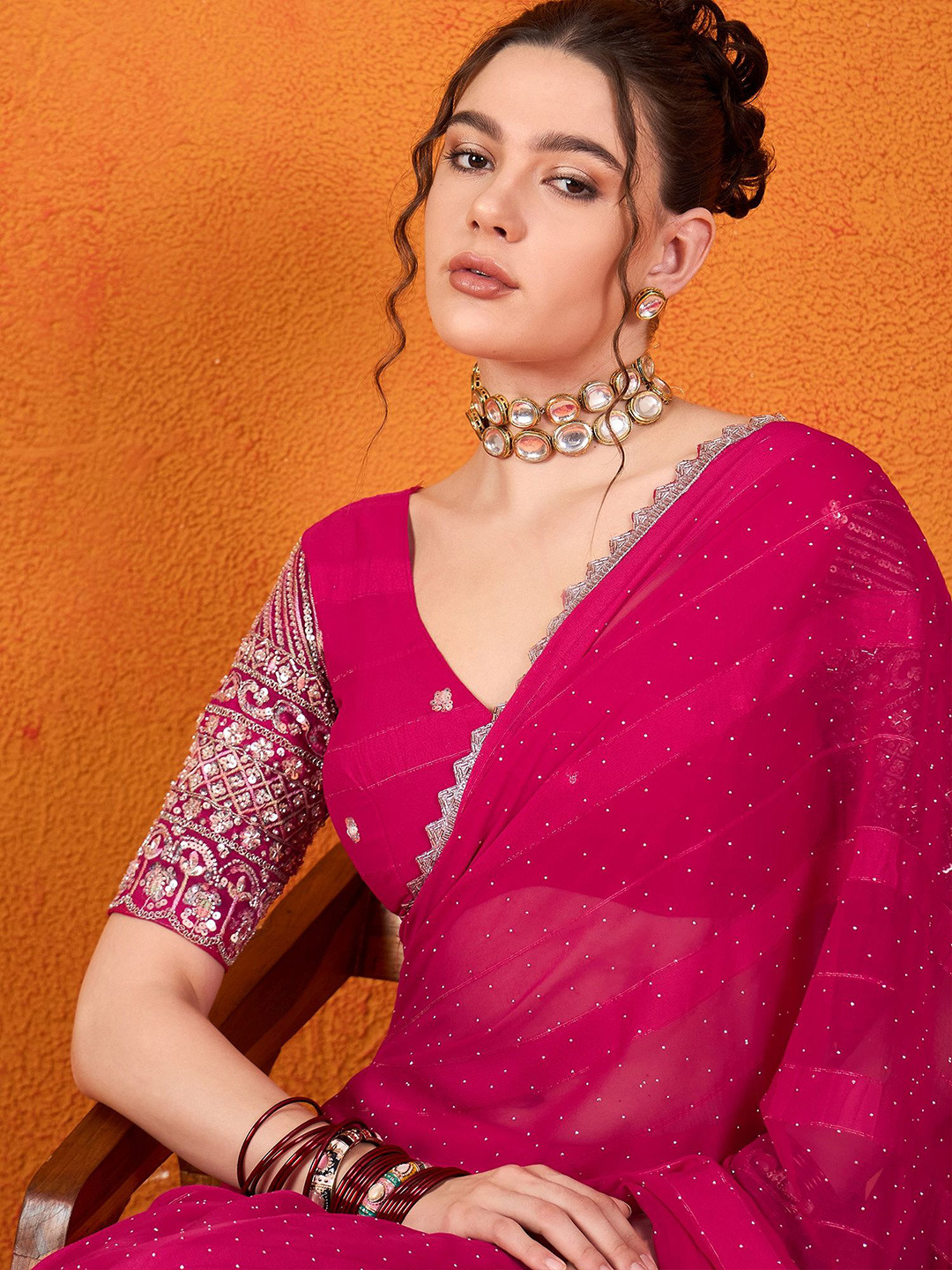 Dori Women Embellished Beads and Stones Saree