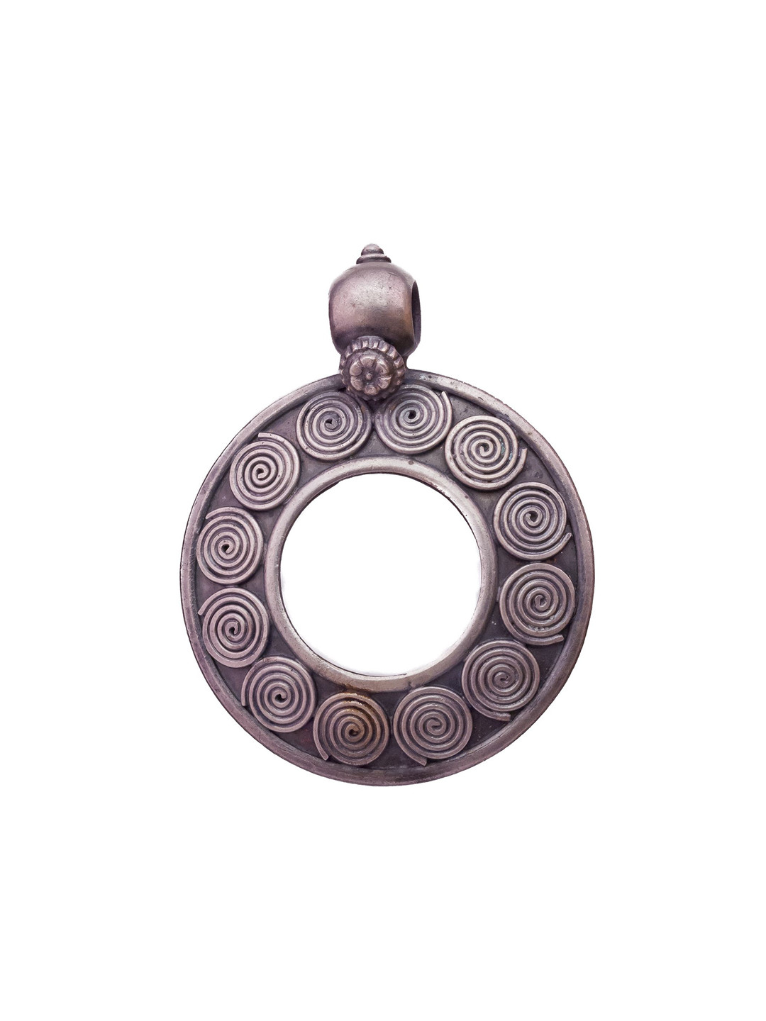 Exotic India Sterling Silver Spiral Donut Pendant