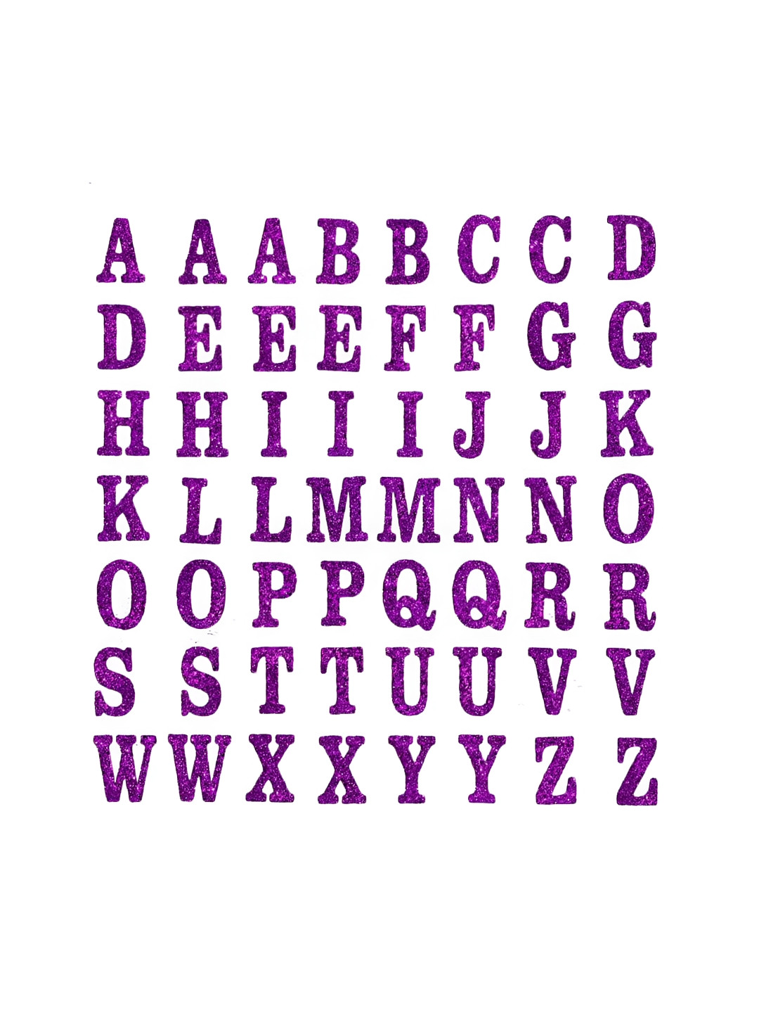 Comet Busters Purple & White Printed Self-Adhesive Uppercase Glitter Alphabet Stickers