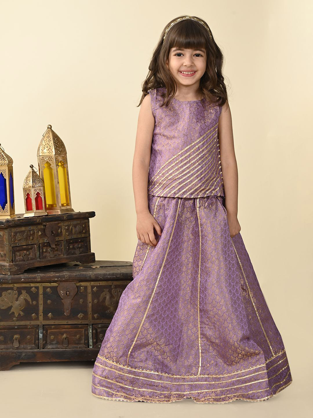 Superminis Girls Brocade Gotta Patti Ready to Wear Lehenga & Blouse With Dupatta