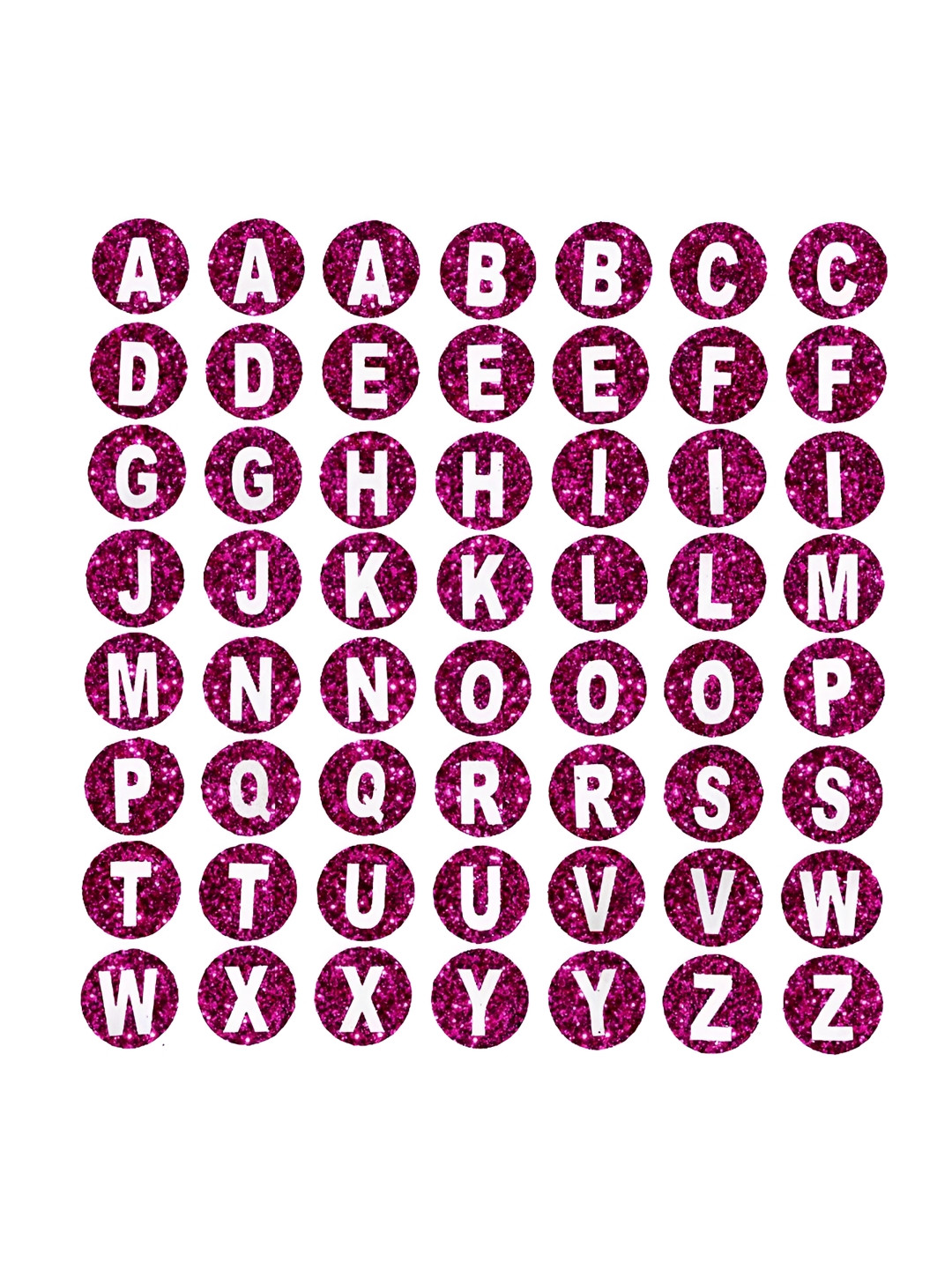 Comet Busters Pink & White Printed Self-Adhesive Uppercase Glitter Alphabet Stickers