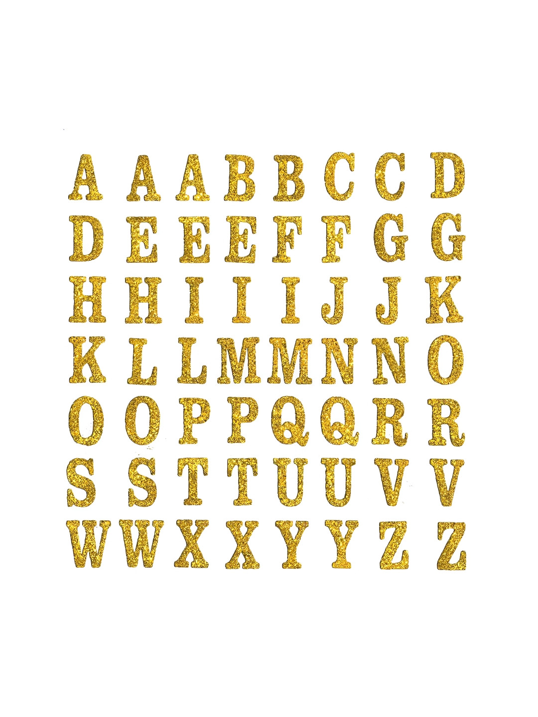 Comet Busters Yellow & White Printed Self-Adhesive Uppercase Glitter Alphabet Stickers