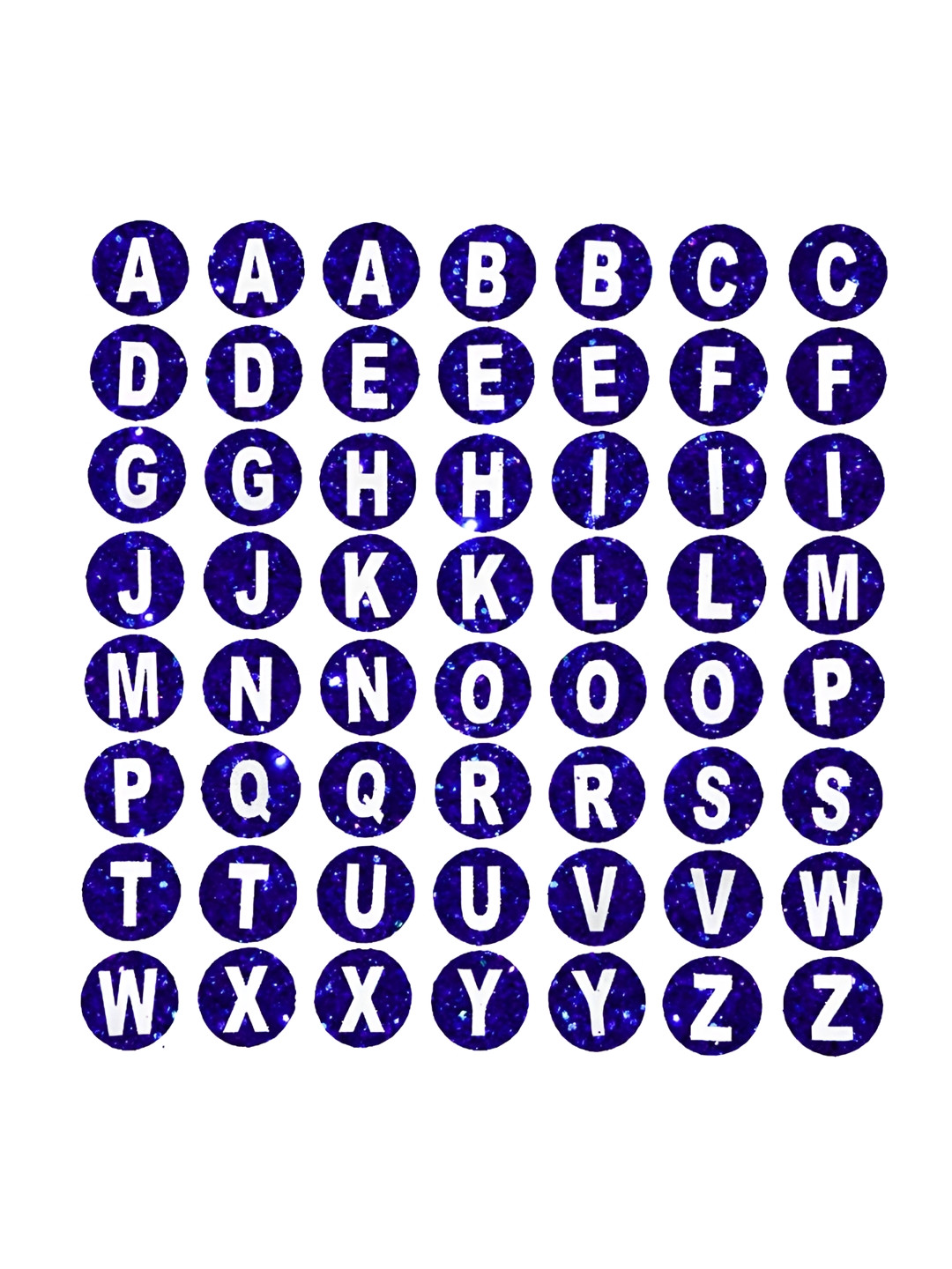 Comet Busters Blue & White Printed Self-Adhesive Uppercase Glitter Alphabet Stickers