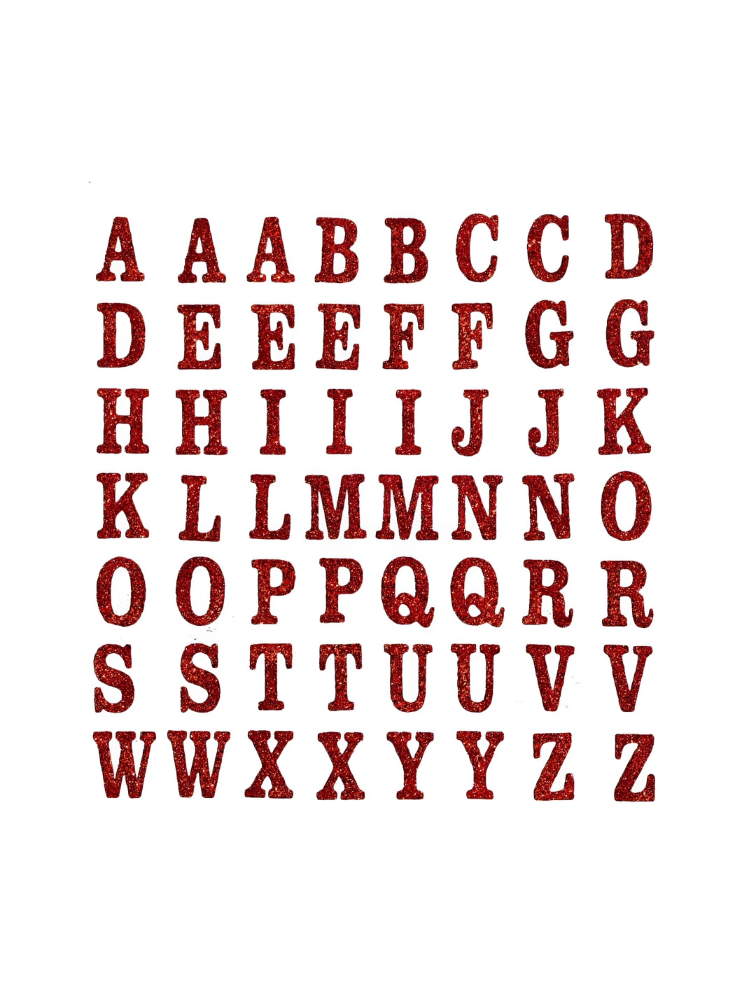 Comet Busters Red & White Printed Self-Adhesive Uppercase Glitter Alphabet Stickers