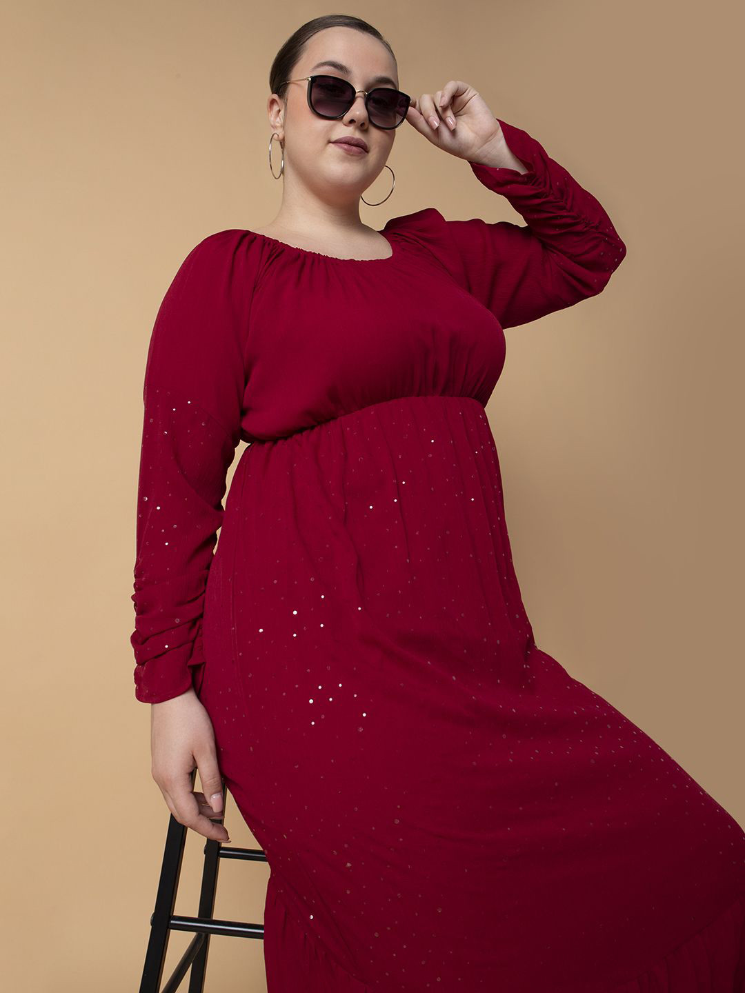 SHOWOFF Plus Size Fit and Flare Maxi Dress