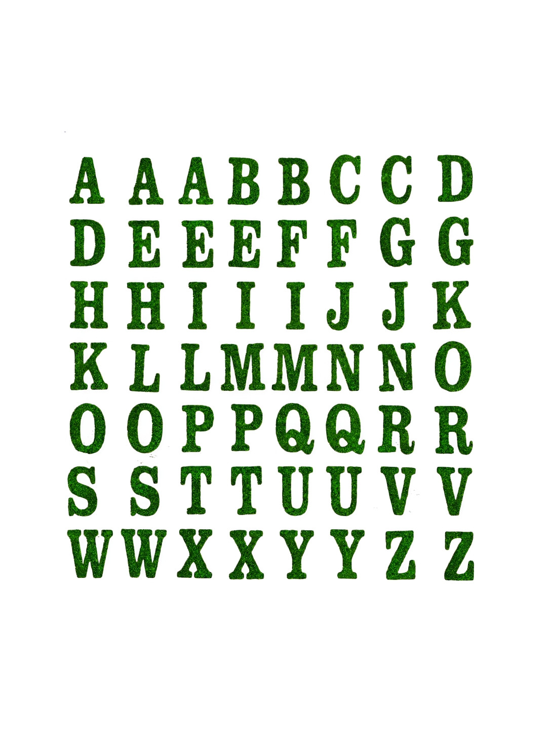 Comet Busters Green & White Printed Self-Adhesive Uppercase Glitter Alphabet Stickers