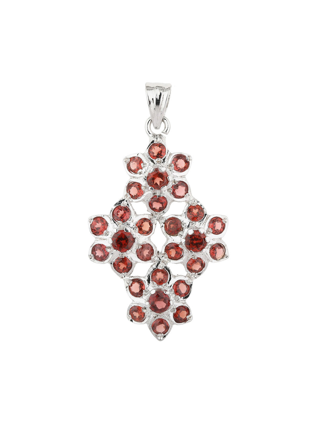 Exotic India Faceted Rose Quartz Florets Sterling Silver Pendant