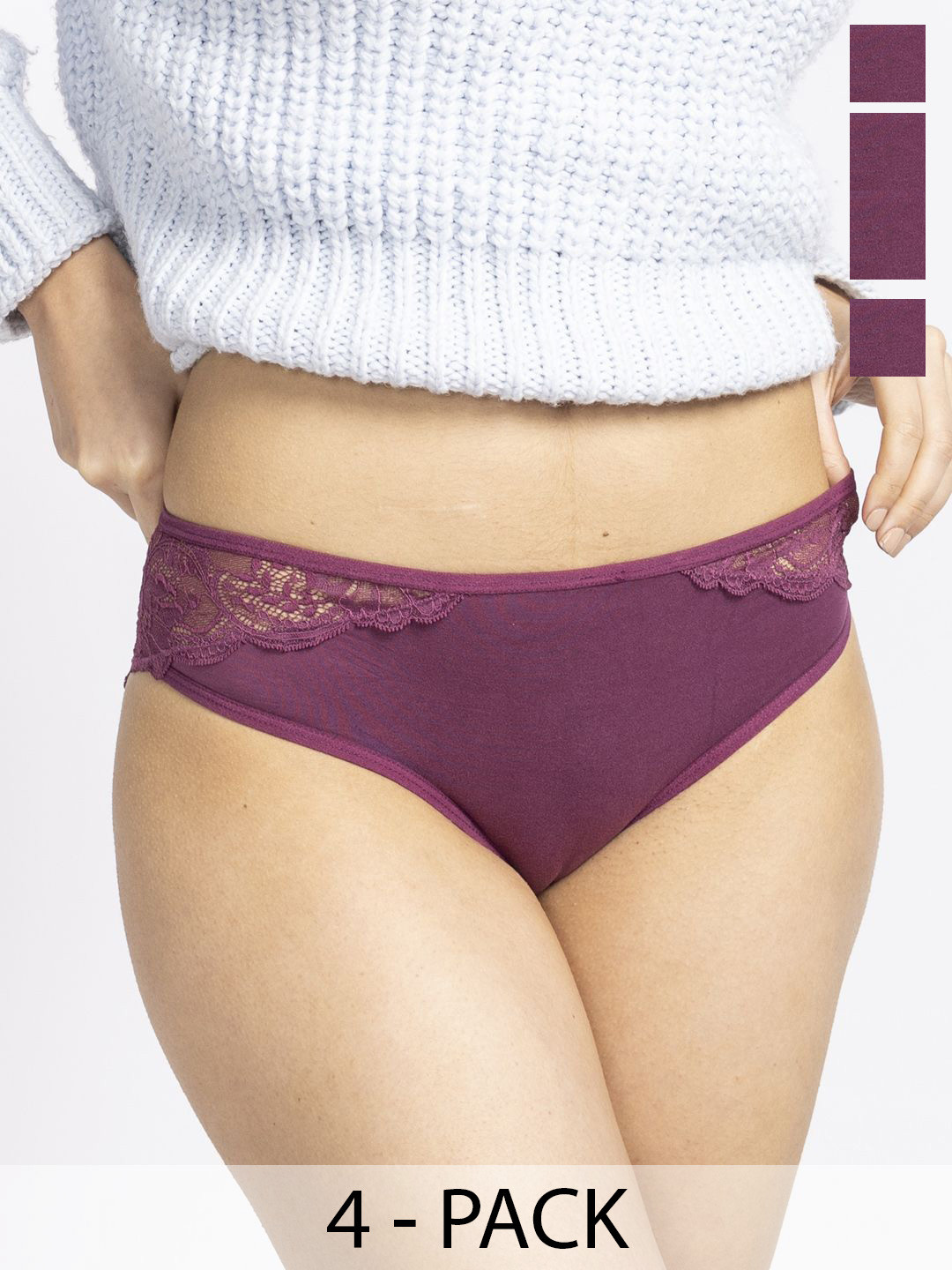 Aoba Women Pack Of 4 Women Lace Bikini Briefs