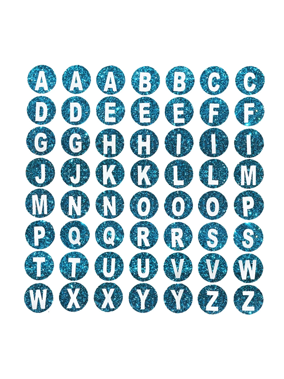 Comet Busters Blue & White Printed Self-Adhesive Uppercase Glitter Alphabet Stickers