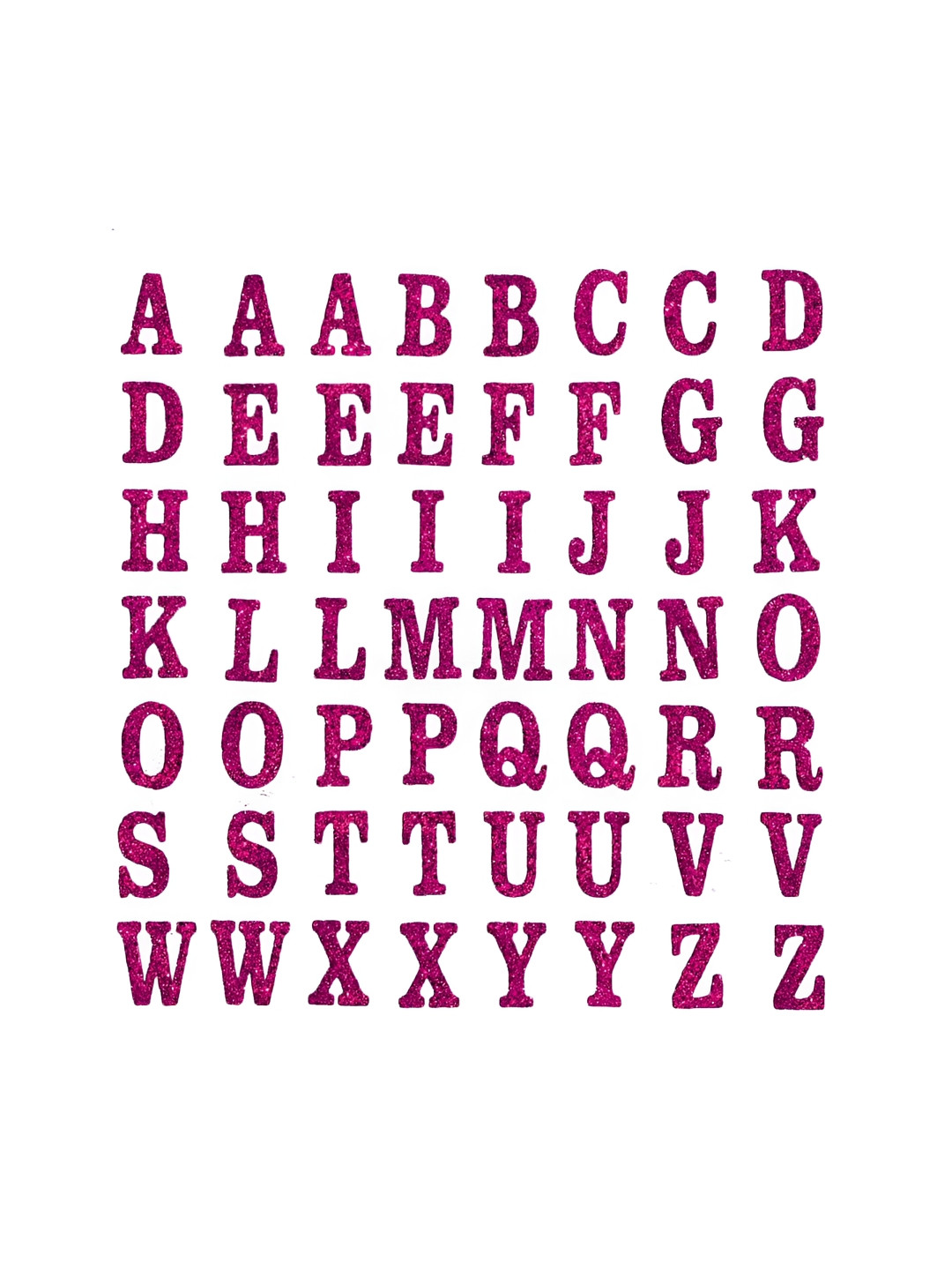 Comet Busters Pink & White Printed Self-Adhesive Uppercase Glitter Alphabet Stickers