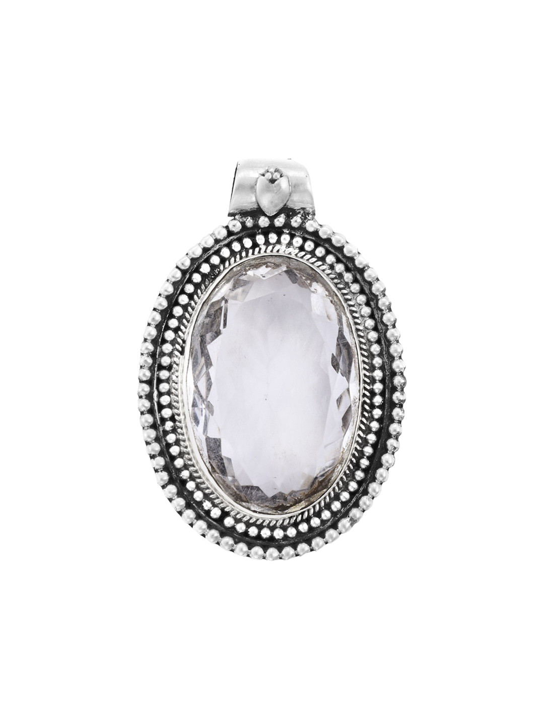 Exotic India Crystal Sterling Silver Designer Pendant