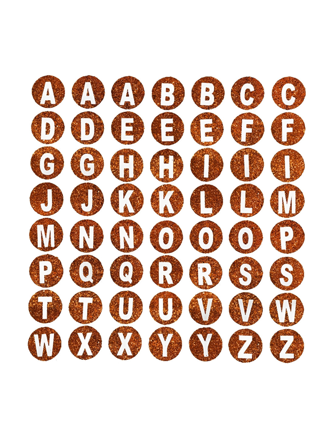 Comet Busters Orange & White Printed Self-Adhesive Uppercase Glitter Alphabet Stickers