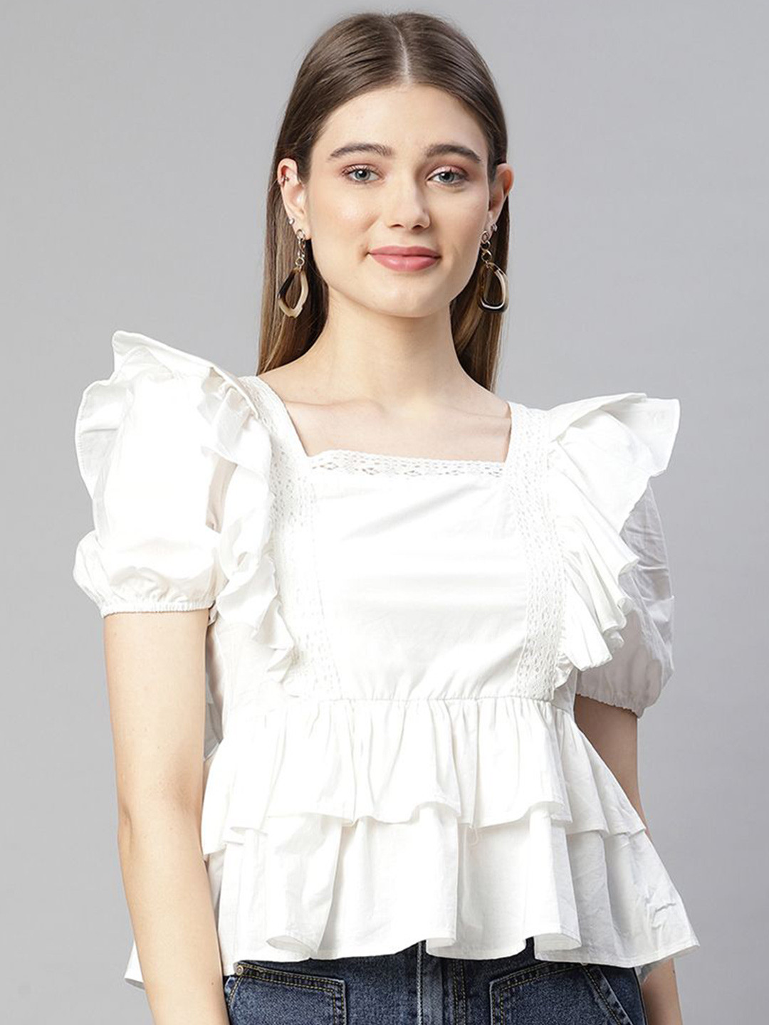 Global Republic Flutter Sleeve Cotton Top