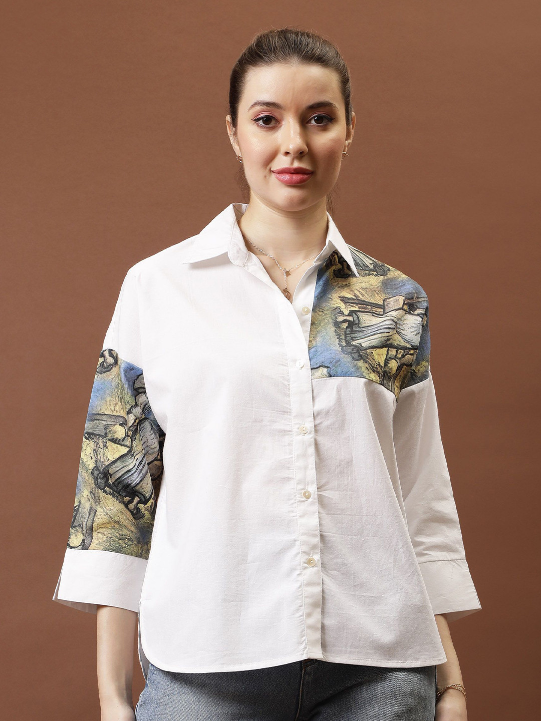 Athena Immutable Applique Cotton Shirt Style Top